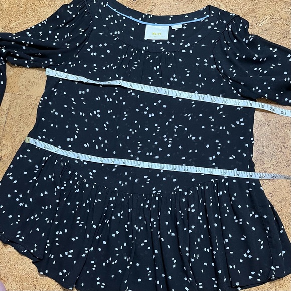 Maeve By Anthropologie Cheyenne Long Sleeve Peplum Top In Black & White Sz XS - Picture 8 of 11